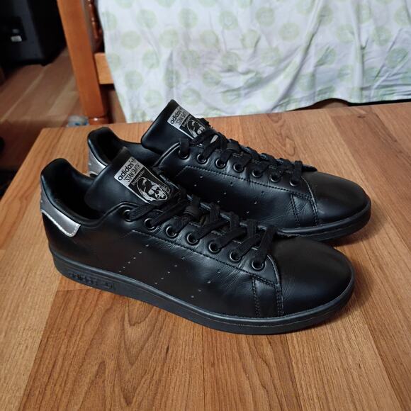 Adidas Stan Smith Athletic Sneakers Black/Silver Size 9.5 men\'s BB5156 logo main image 11
